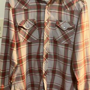 Tao's Western Men's Size Medium Plaid Shirt Pearl Snap Cowboy Vintage